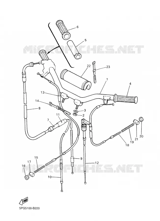 HANDLEBAR & CABLES Yamaha MOTO 50 2009 PW  PW50Y