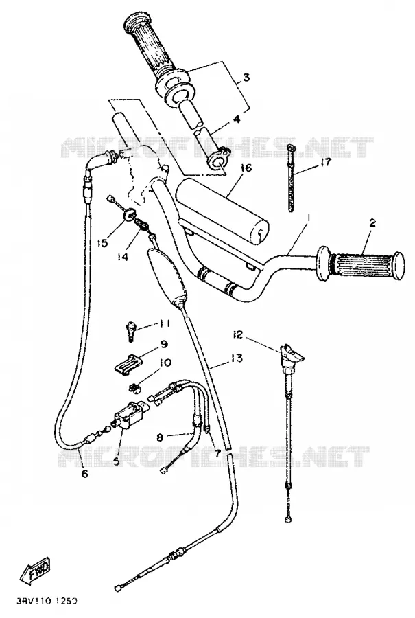 HANDLEBAR & CABLES Yamaha MOTO 80 1997 PW  PW80