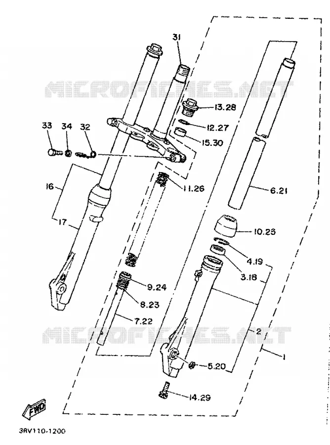 FRONT FORK Yamaha MOTO 80 1998 PW  PW80