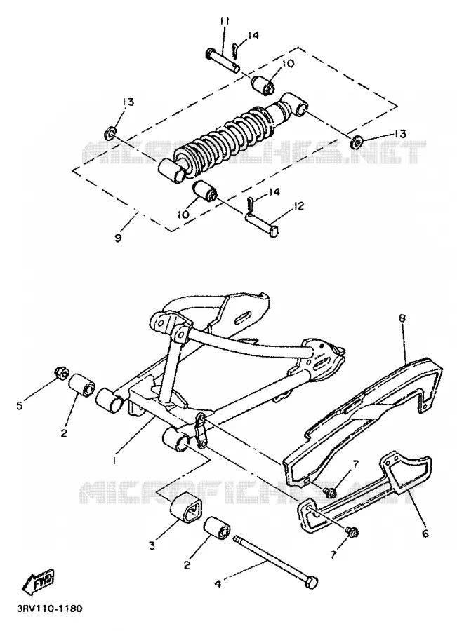 SWINGARM / SHOCK ABSORBER Yamaha MOTO 80 1998 PW  PW80