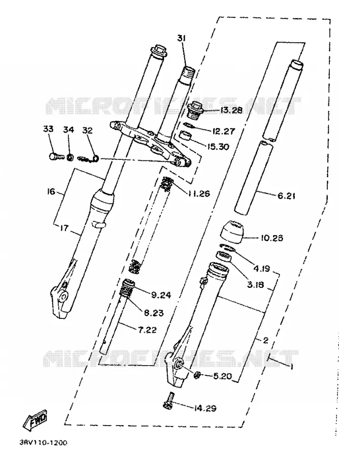 FRONT FORK Yamaha MOTO 80 1998 PW  PW80