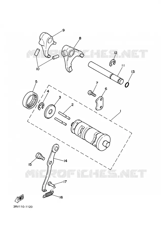GEAR SHIFT SELECTOR DRUM / FORK Yamaha MOTO 80 2007 PW  PW80