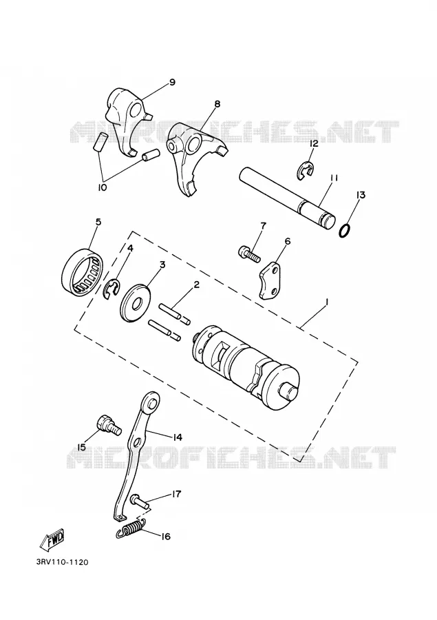 GEAR SHIFT SELECTOR DRUM / FORK Yamaha MOTO 80 2007 PW  PW80W