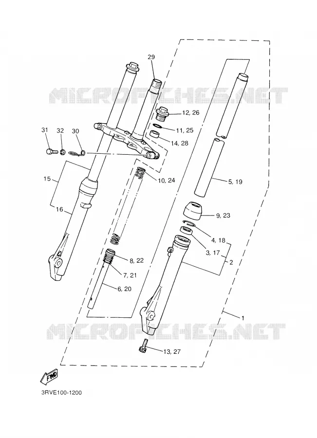 FRONT FORK Yamaha MOTO 80 2007 PW  PW80W