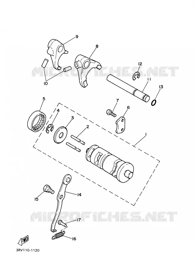 GEAR SHIFT SELECTOR DRUM / FORK Yamaha MOTO 80 2009 PW  PW80Y