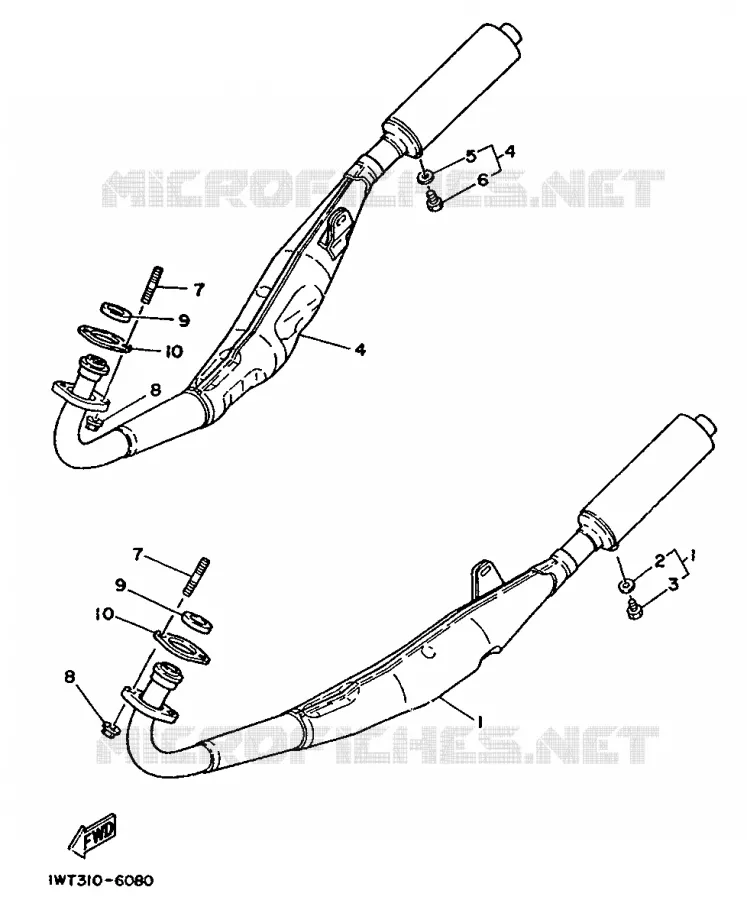 EXHAUST Yamaha MOTO 350 1986 RDLC  RD350LC
