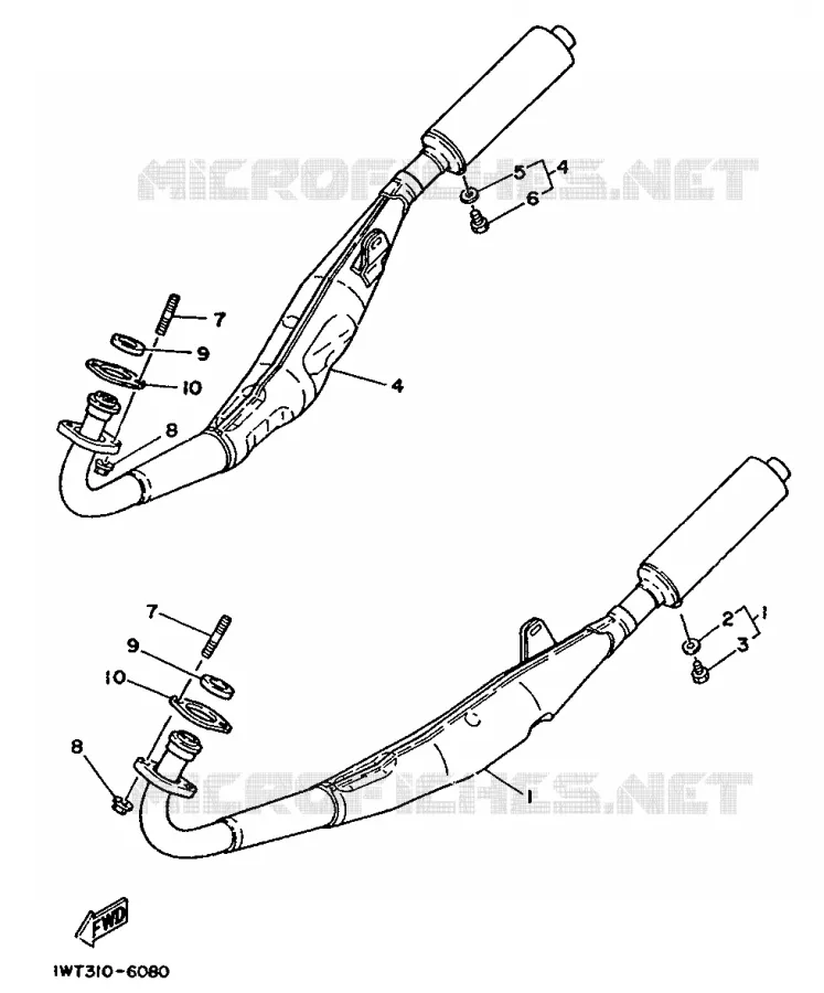 EXHAUST Yamaha MOTO 350 1991 RDLC  RD350LC