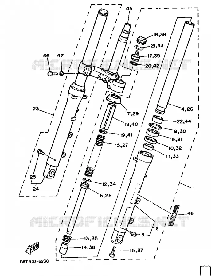 FRONT FORK Yamaha MOTO 350 1986 RDLC  RD350LCF