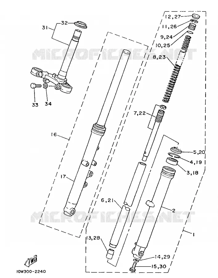 FRONT FORK Yamaha MOTO 75 1991 RDLC  RD75LC