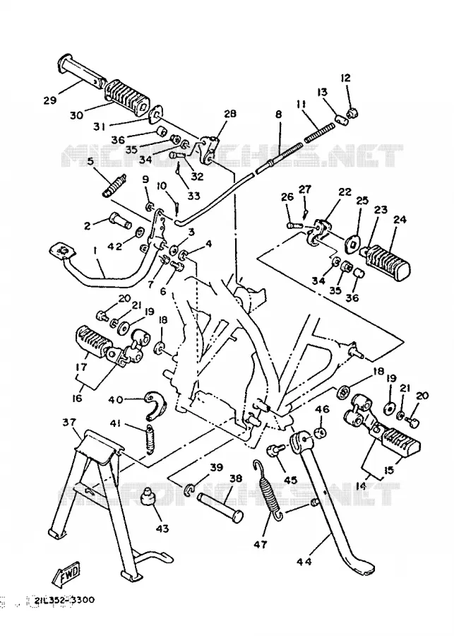 STAND / FOOTREST Yamaha MOTO 250 1991 SR  SR250