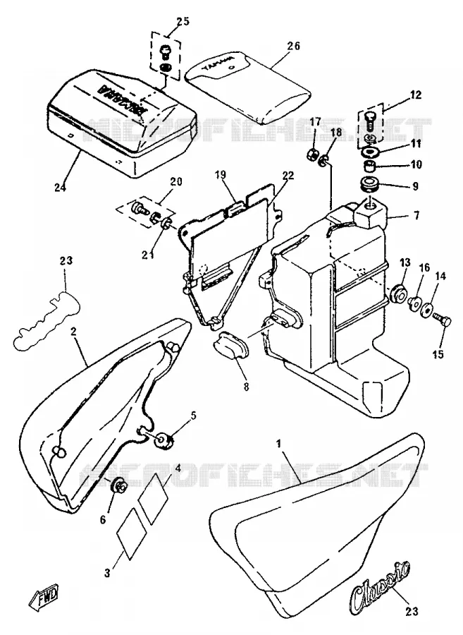 SIDE COVER Yamaha MOTO 250 1996 SR  SR250