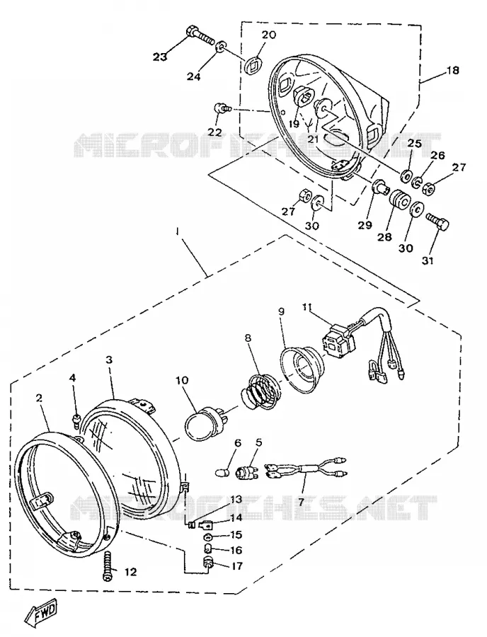 HEADLIGHT Yamaha MOTO 250 1996 SR  SR250