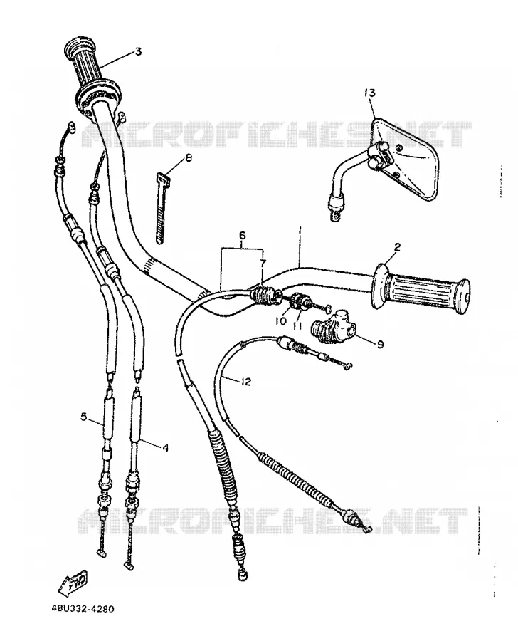 HANDLEBAR & CABLES Yamaha MOTO 500 1987 SR  SR500