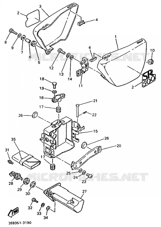 SIDE COVER Yamaha MOTO 500 1993 SR  SR500