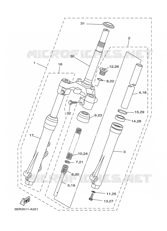 FRONT FORK Yamaha SCOOTER 105 2002 CRYPTON  T105SE