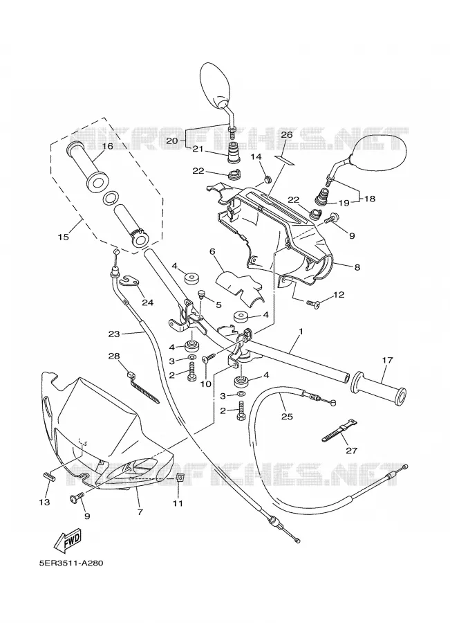 HANDLEBAR & CABLES Yamaha SCOOTER 105 2002 CRYPTON  T105SE