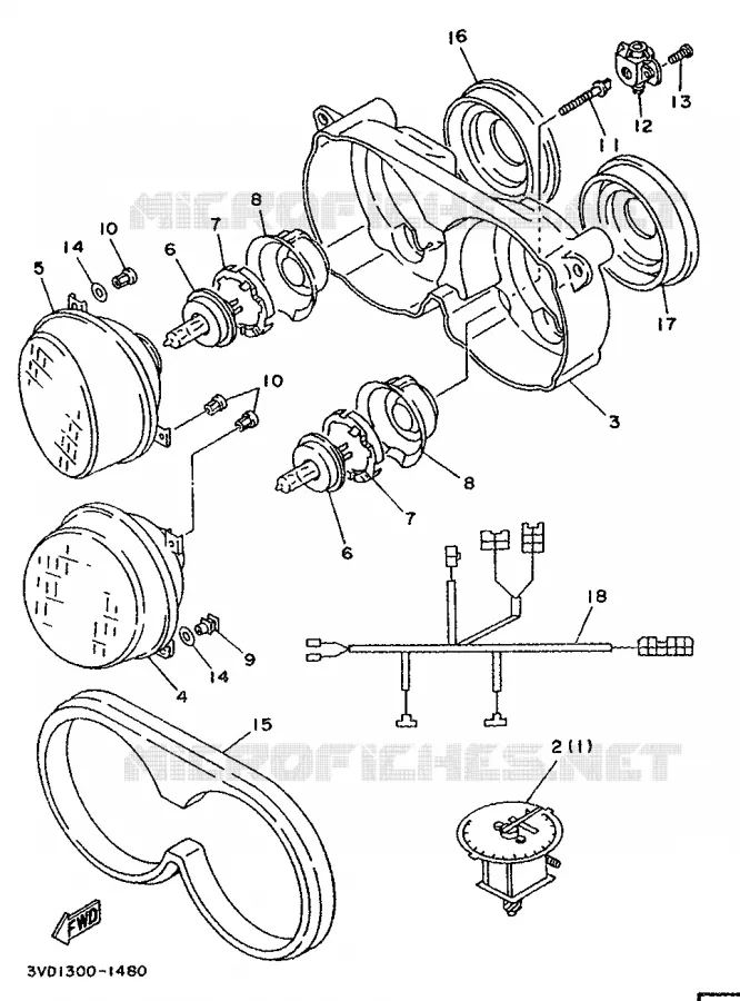 ALTERNATIVE METER / HEADLIGHT - FOR ENGLAND Yamaha MOTO 850 1992 TDM  TDM850