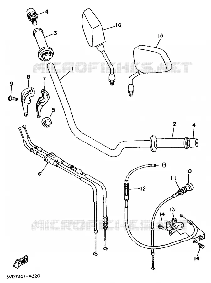 HANDLEBAR & CABLES Yamaha MOTO 850 1994 TDM  TDM850