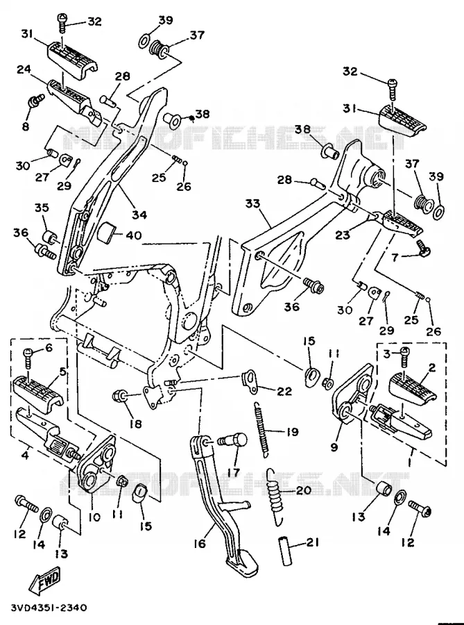 STAND / FOOTREST Yamaha MOTO 850 1995 TDM  TDM850