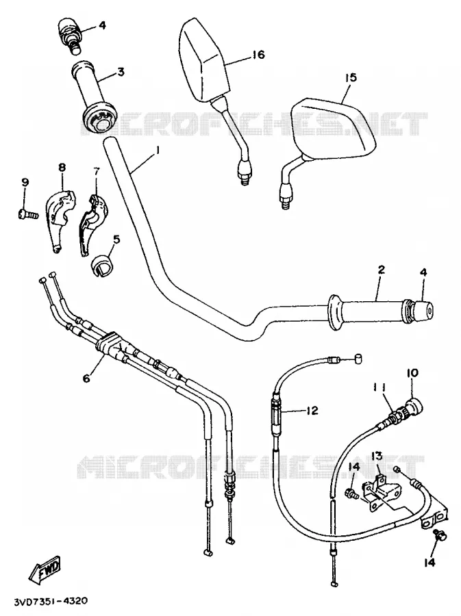 HANDLEBAR & CABLES Yamaha MOTO 850 1995 TDM  TDM850
