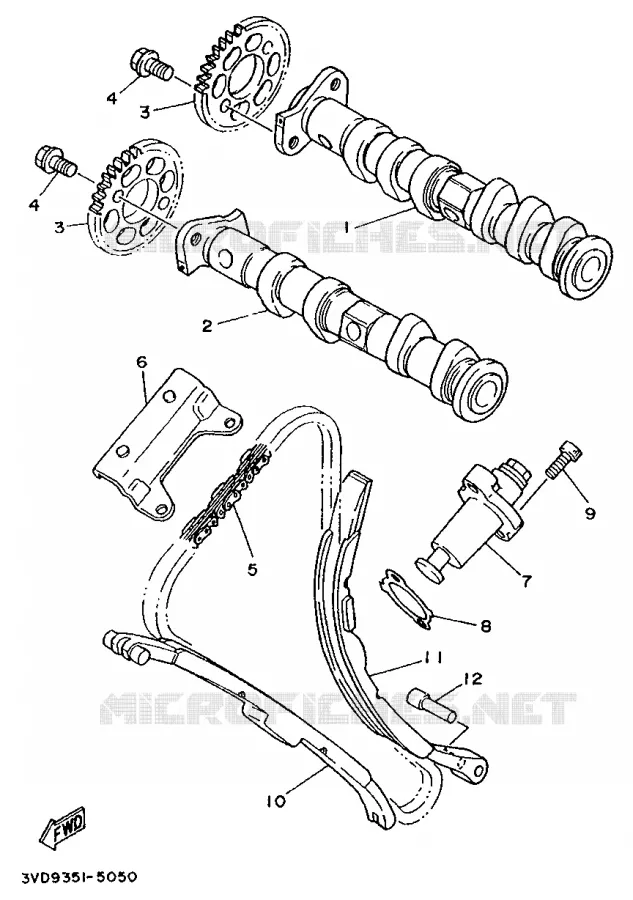 CAMSHAFT / TIMING CHAIN Yamaha MOTO 850 1996 TDM  TDM850