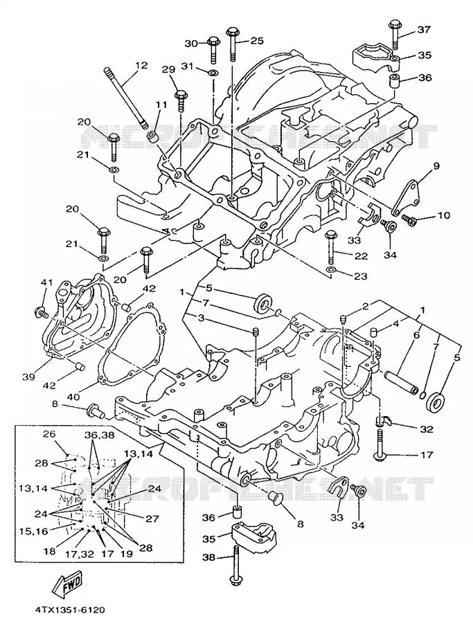 CRANKCASE Yamaha MOTO 850 1998 TDM  TDM850