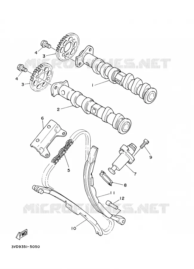 CAMSHAFT / TIMING CHAIN Yamaha MOTO 850 2000 TDM  TDM850