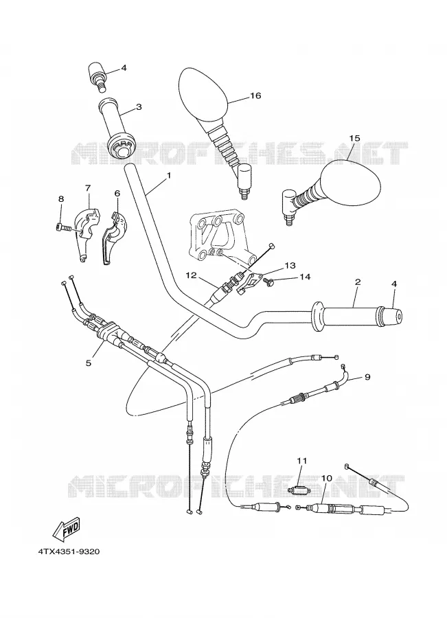 HANDLEBAR & CABLES Yamaha MOTO 850 2000 TDM  TDM850