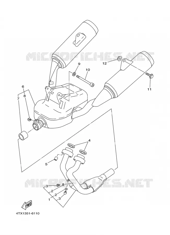 EXHAUST Yamaha MOTO 850 2000 TDM  TDM850