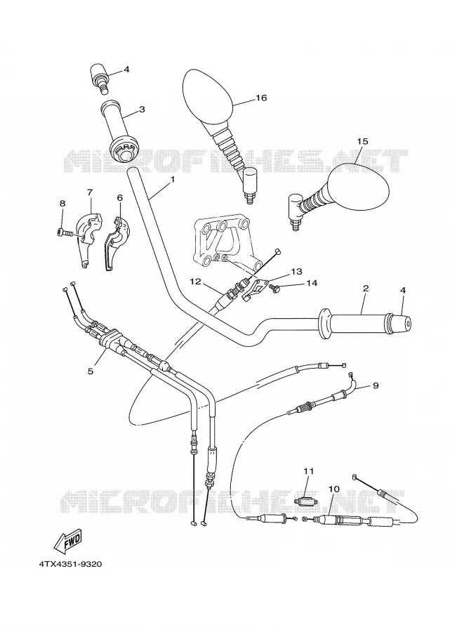 HANDLEBAR & CABLES Yamaha MOTO 850 2000 TDM  TDM850