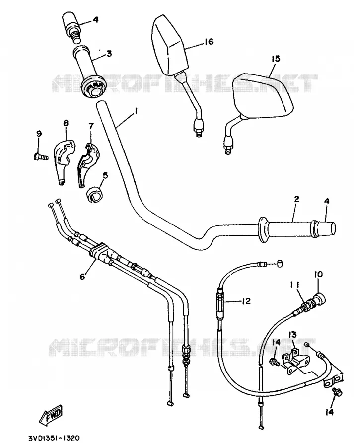 HANDLEBAR & CABLES Yamaha MOTO 850 1992 TDM  TDM850D