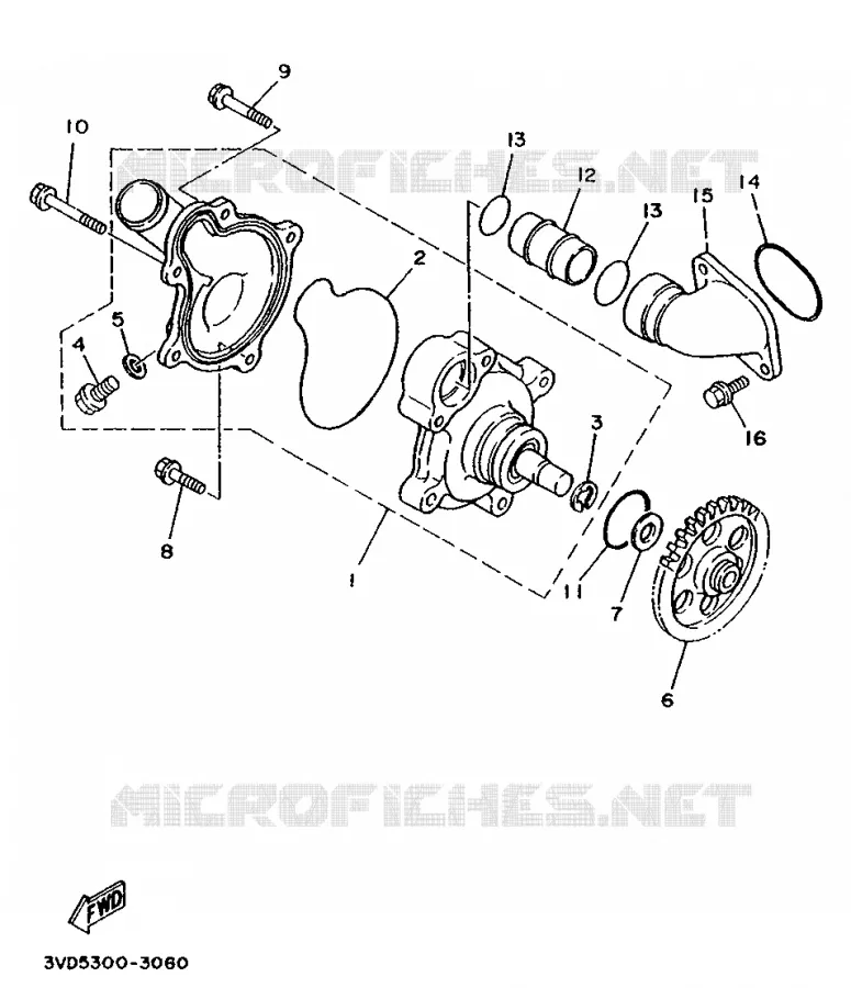 WATERPUMP / HOSES Yamaha MOTO 850 1993 TDM  TDM850H