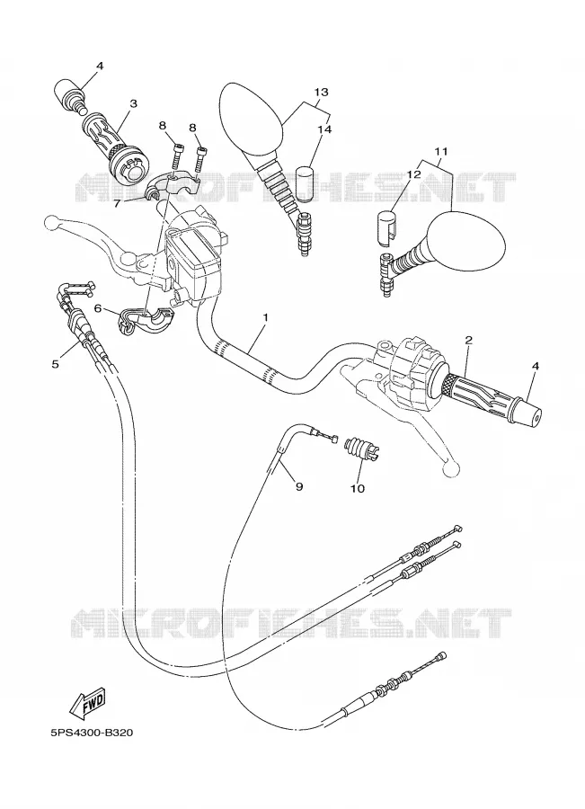 HANDLEBAR & CABLES Yamaha MOTO 900 2007 TDM  TDM900