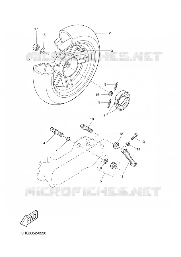REAR WHEEL Yamaha SCOOTER 50 2003 BW'S  CW50