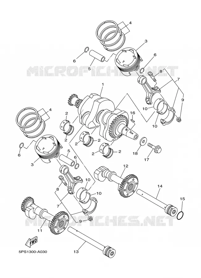 CRANKSHAFT / PISTON Yamaha MOTO 900 2002 TDM  TDM900P