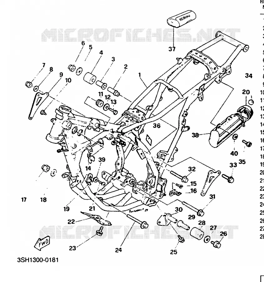 FRAME Yamaha MOTO 125 1991 TDR  TDR125
