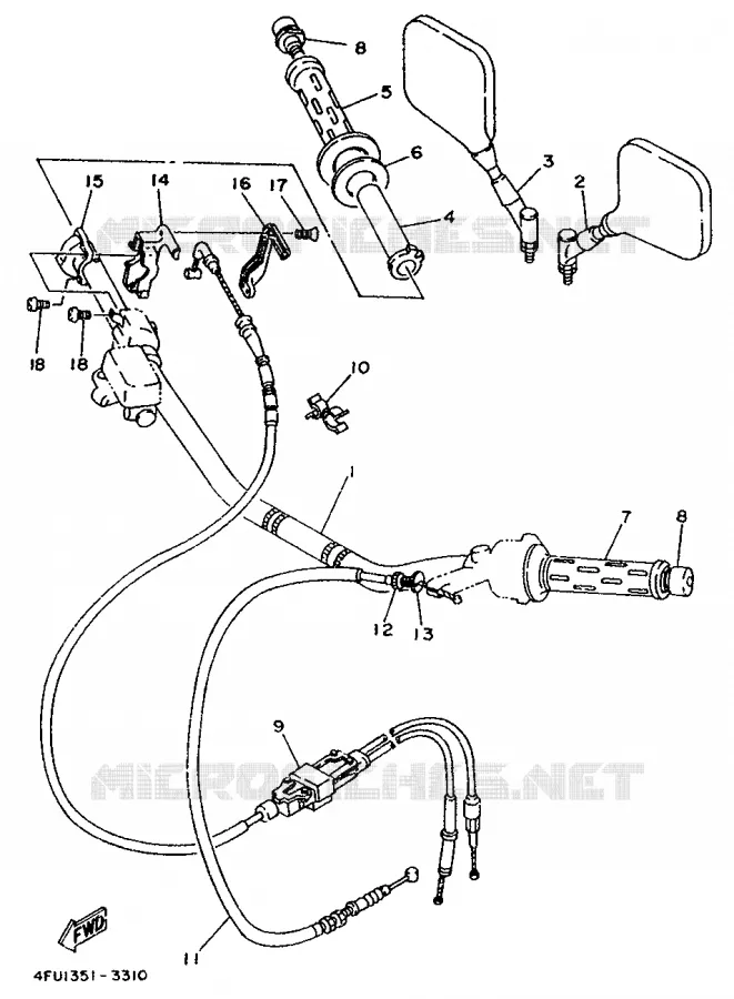 HANDLEBAR & CABLES Yamaha MOTO 125 1993 TDR  TDR125