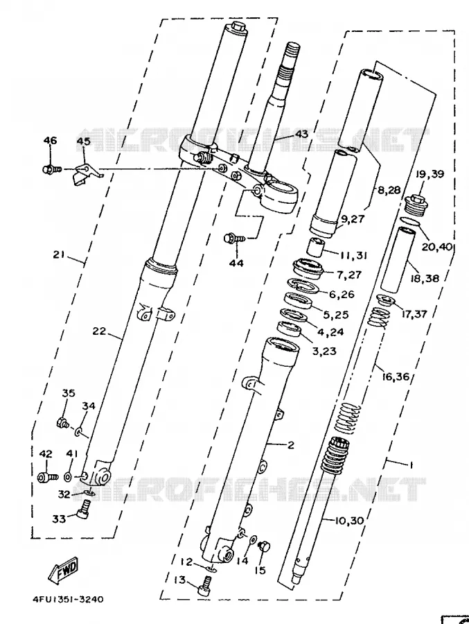 FRONT FORK Yamaha MOTO 125 1993 TDR  TDR125
