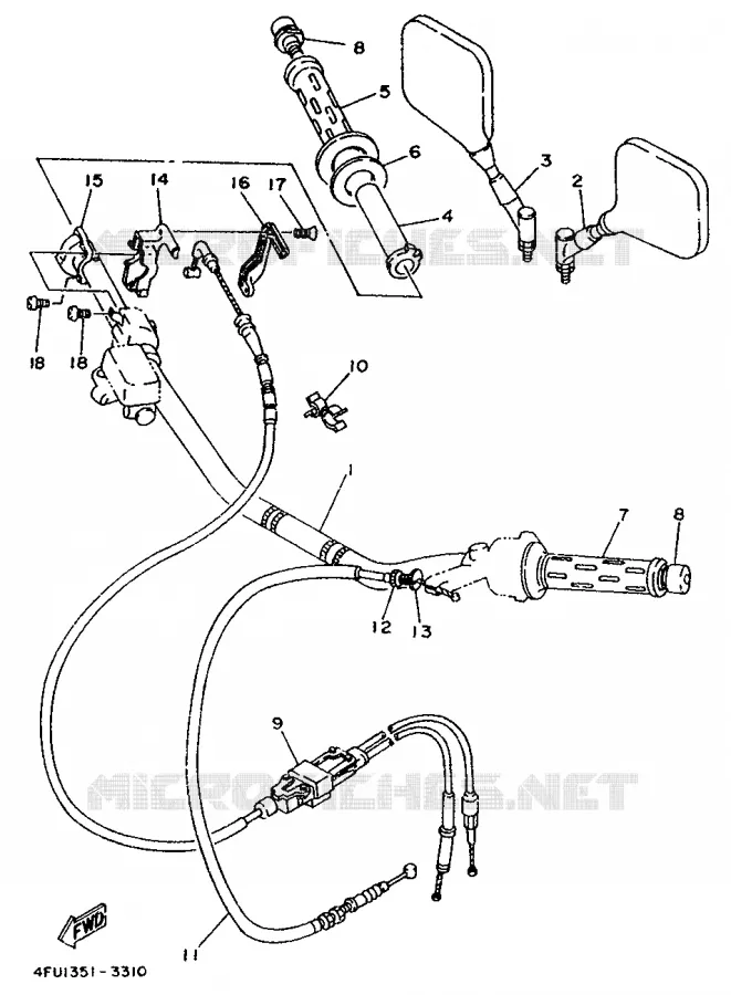 HANDLEBAR & CABLES Yamaha MOTO 125 1994 TDR  TDR125