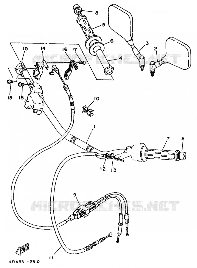 HANDLEBAR & CABLES Yamaha MOTO 125 1994 TDR  TDR125