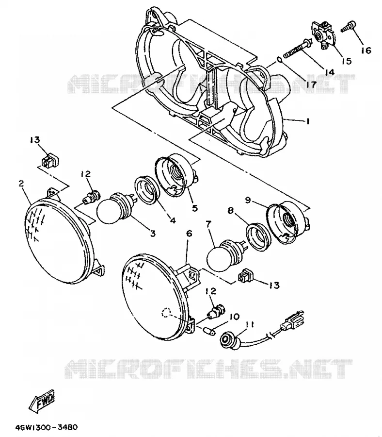 ALTERNATIVE HEADLIGHT - FOR AUSTRIA Yamaha MOTO 125 1996 TDR  TDR125