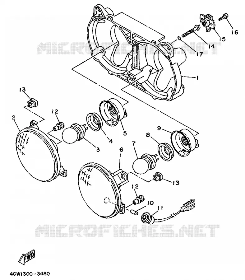 ALTERNATIVE HEADLIGHT - FOR AUSTRIA Yamaha MOTO 125 1996 TDR  TDR125