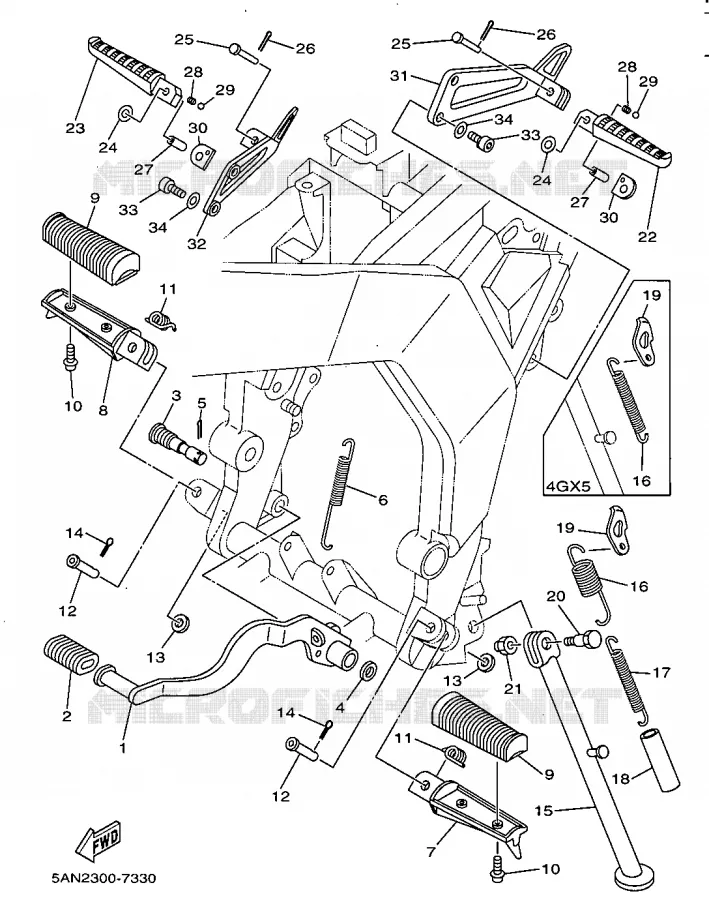STAND / FOOTREST Yamaha MOTO 125 1997 TDR  TDR125