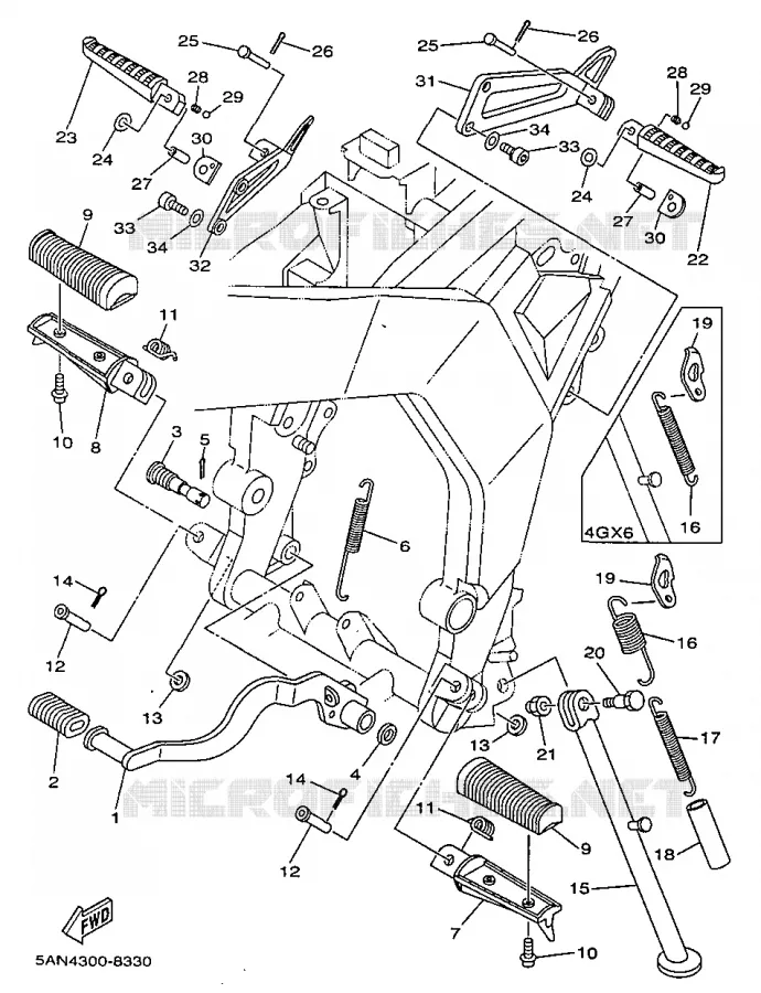 STAND / FOOTREST Yamaha MOTO 125 1998 TDR  TDR125