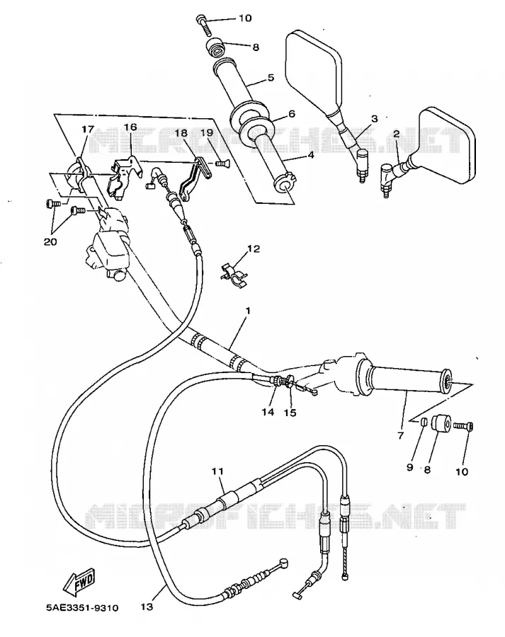 HANDLEBAR & CABLES Yamaha MOTO 125 1999 TDR  TDR125
