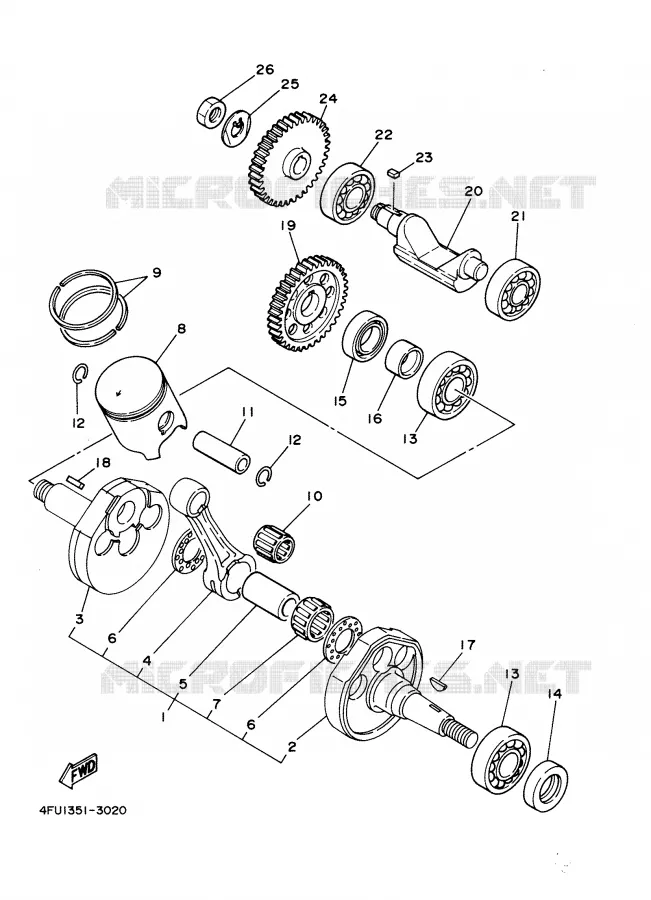 CRANKSHAFT / PISTON Yamaha MOTO 125 2000 TDR  TDR125