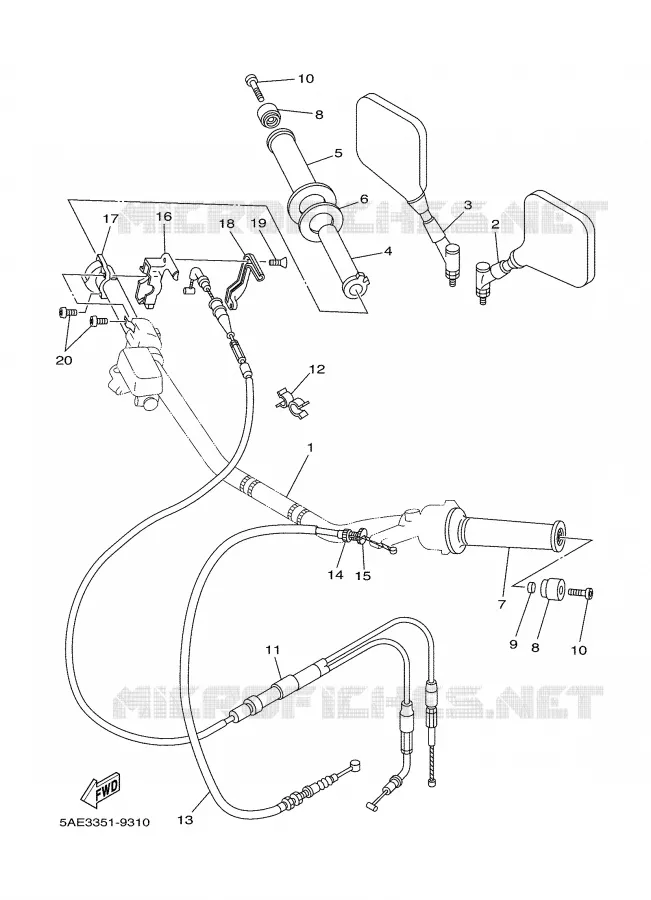 HANDLEBAR & CABLES Yamaha MOTO 125 2001 TDR  TDR125