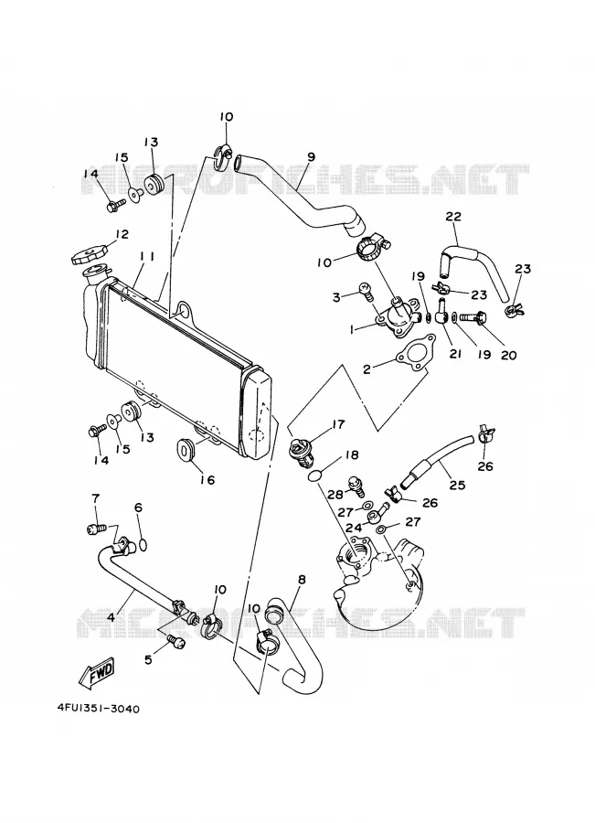 RADIATOR / HOSES Yamaha MOTO 125 2001 TDR  TDR125