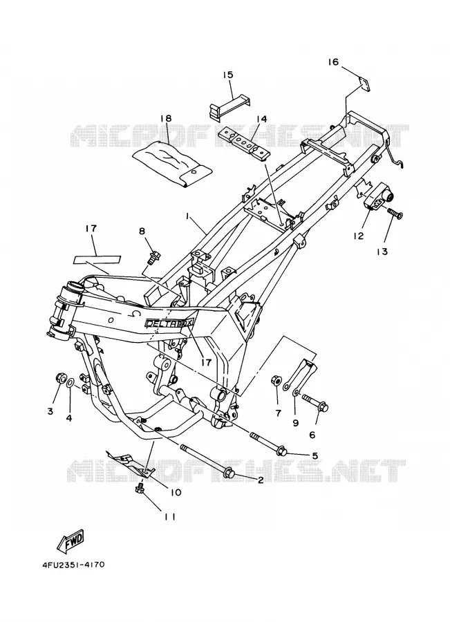 FRAME Yamaha MOTO 125 2001 TDR  TDR125
