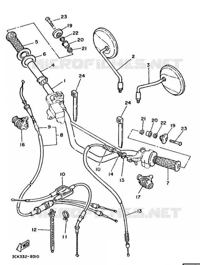 HANDLEBAR & CABLES Yamaha MOTO 240 1988 TDR  TDR240